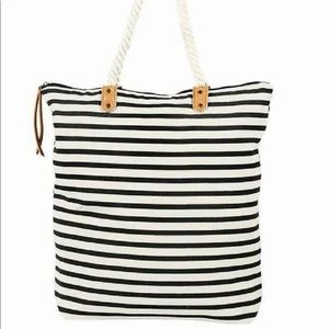 Summer & Rose Tote Black/White Stripes Beach Bag